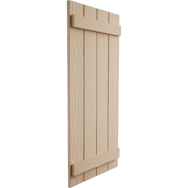 Ekena Millwork Rustic Four Board Spaced Board-n-Batten Sandblasted Faux Wood Shutters, 23 1/2W x 34H, PR - SHUBSS23X34SDPR