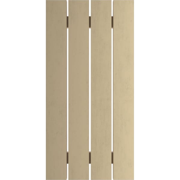 Ekena Millwork Rustic Four Board Spaced Board-n-Batten Sandblasted Faux Wood Shutters, 23 1/2W x 34H, PR - SHUBSS23X34SDPR