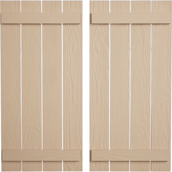 Ekena Millwork Rustic Four Board Spaced Board-n-Batten Sandblasted Faux Wood Shutters, 23 1/2W x 34H, PR - SHUBSS23X34SDPR