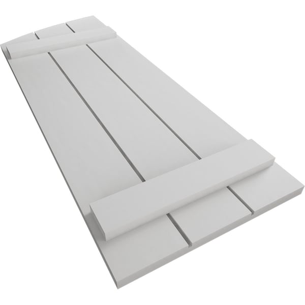Ekena Millwork Smooth 3 Board Joined Board-n-Batten w/Elliptical Top Faux Wood Shutters, 16 1/2W x 54H, PR - SHUBJL16X54SMPR