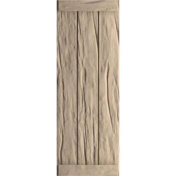 Ekena Millwork Rustic Three Board Joined Board-n-Batten Riverwood Faux Wood Shutters w/End Batten, 16 1/2"W x 68"H - SHUBJE16X68RWPR
