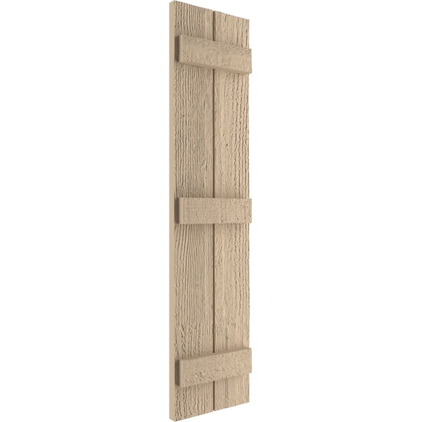 Ekena Millwork Rustic Two Board Joined Board-n-Batten Rough Sawn Faux Wood Shutters, 11W x 64H, PR - SHUBJS11X64RSPR