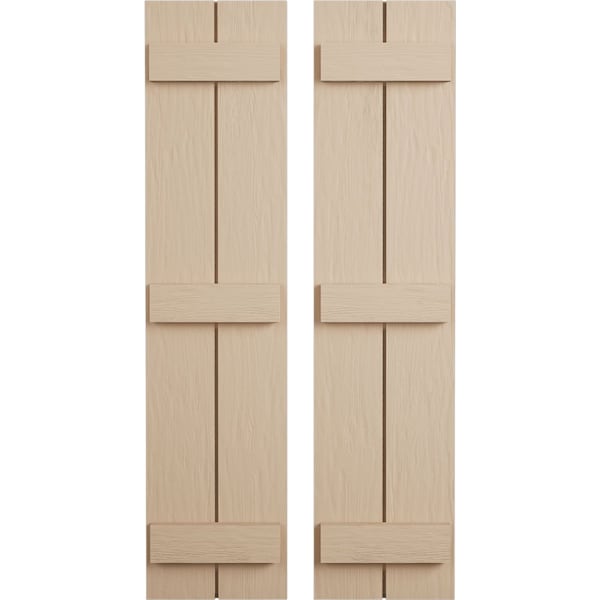 Ekena Millwork Rustic Two Board Joined Board-n-Batten Rough Sawn Faux Wood Shutters, 11W x 64H, PR - SHUBJS11X64RSPR