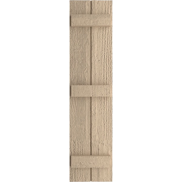 Ekena Millwork Rustic Two Board Joined Board-n-Batten Rough Sawn Faux Wood Shutters, 11W x 64H, PR - SHUBJS11X64RSPR