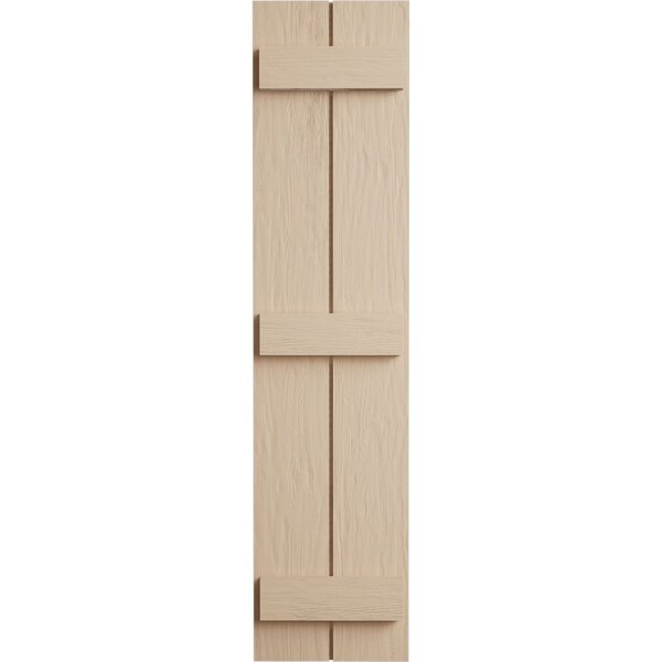 Ekena Millwork Rustic Two Board Joined Board-n-Batten Rough Sawn Faux Wood Shutters, 11W x 64H, PR - SHUBJS11X64RSPR