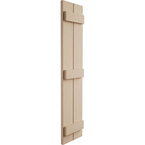 Ekena Millwork Rustic Two Board Joined Board-n-Batten Rough Sawn Faux Wood Shutters, 11W x 64H, PR - SHUBJS11X64RSPR