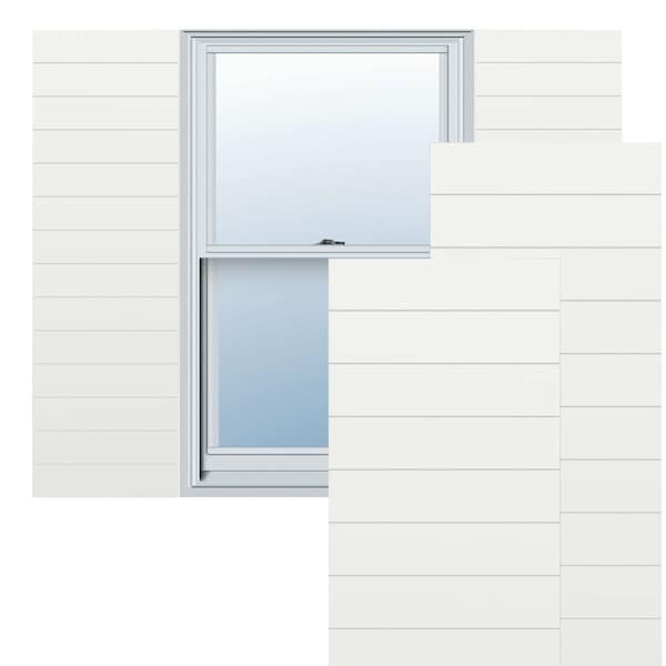 Ekena Millwork True Fit PVC Horizontal Slat Modern Style Fixed Mount Shutters, Unfinished, 15W x 34H, PR - TFP001HZ15X034UN