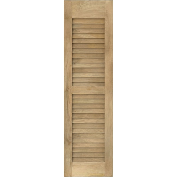 Ekena Millwork 18W x 42H Americraft Two Equal Louver Exterior Real Wood Shutters, Unfinished, PR - RW101LV18X42UNH