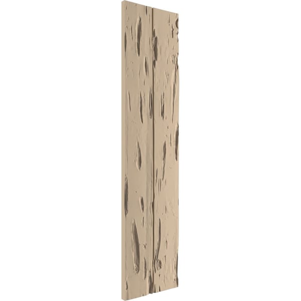 Ekena Millwork Rustic Two Board Joined Board-n-Batten Pecky Cypress Faux Wood Shutters w/No Batten, 11"W x 44"H - SHUBJN11X44PCPR