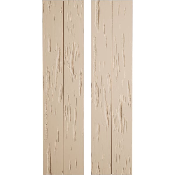 Ekena Millwork Rustic Two Board Joined Board-n-Batten Pecky Cypress Faux Wood Shutters w/No Batten, 11"W x 44"H - SHUBJN11X44PCPR
