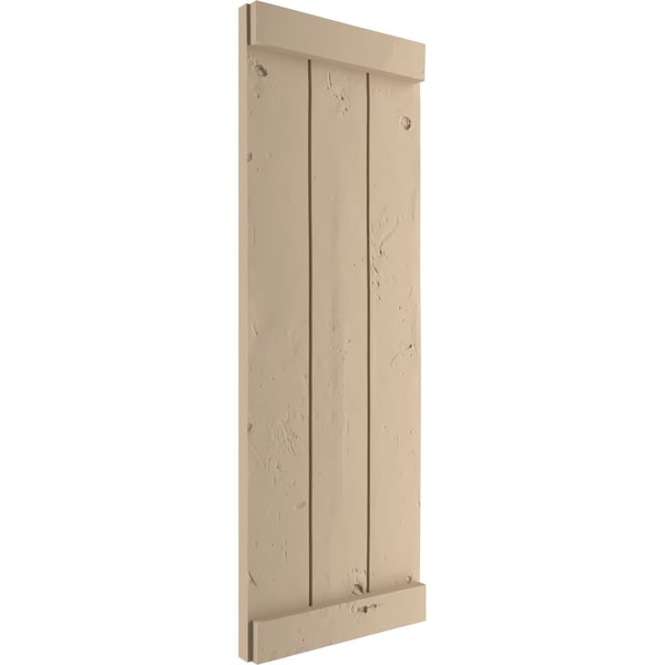 Ekena Millwork Rustic Three Board Joined Board-n-Batten Knotty Pine Faux Wood Shutters w/End Batten, 16 1/2"Wx24"H - SHUBJE16X24KPPR