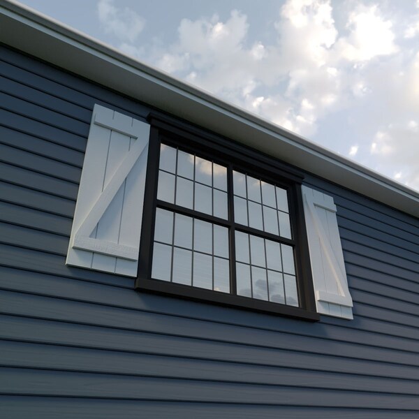 Ekena Millwork Rustic Three Board Joined Board-n-Batten Rough Cedar Faux Wood Shutters w/Z-Board, 16 1/2W x 46H, PR - SHUBJZ16X46RCPR