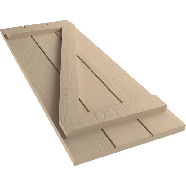 Ekena Millwork Rustic Three Board Joined Board-n-Batten Rough Cedar Faux Wood Shutters w/Z-Board, 16 1/2W x 46H, PR - SHUBJZ16X46RCPR