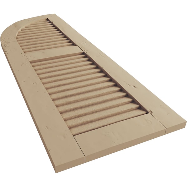 Ekena Millwork Knotty Pine 2 Equal Louver w/Quarter Round Arch Top Faux Wood Shutters, 12W x 68H, 56 Low Side, PR - SHULVQ12X68KPPR