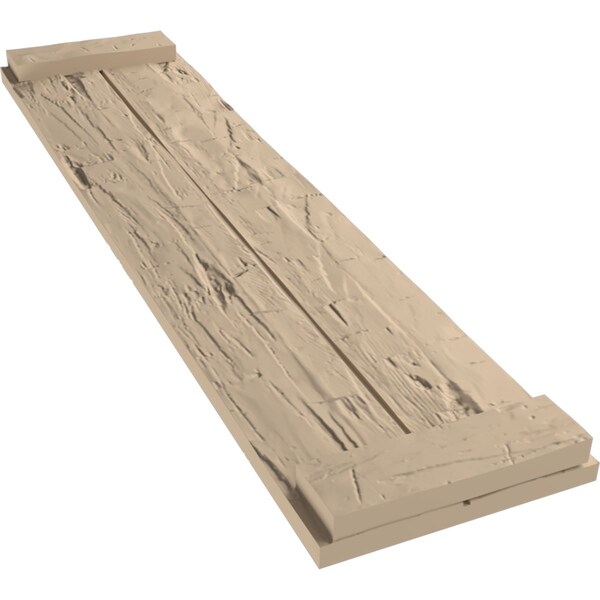Ekena Millwork Rustic Two Board Joined Board-n-Batten Hand Hewn Faux Wood Shutters w/End Batten, 11W x 88H, PR - SHUBJE11X88HHPR