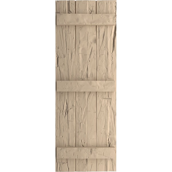 Ekena Millwork Rustic Three Board Joined Board-n-Batten Hand Hewn Faux Wood Shutters, 16 1/2W x 76H, PR - SHUBJS16X76HHPR