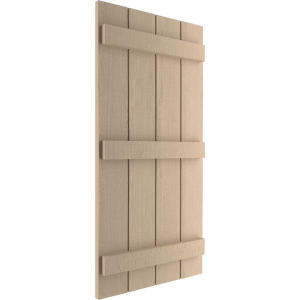 Ekena Millwork Rustic Four Board Joined Board-n-Batten Rough Cedar Faux Wood Shutters, 22W x 88H, PR - SHUBJS22X88RCPR