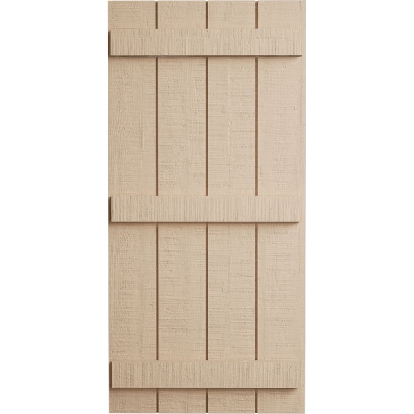 Ekena Millwork Rustic Four Board Joined Board-n-Batten Rough Cedar Faux Wood Shutters, 22W x 88H, PR - SHUBJS22X88RCPR