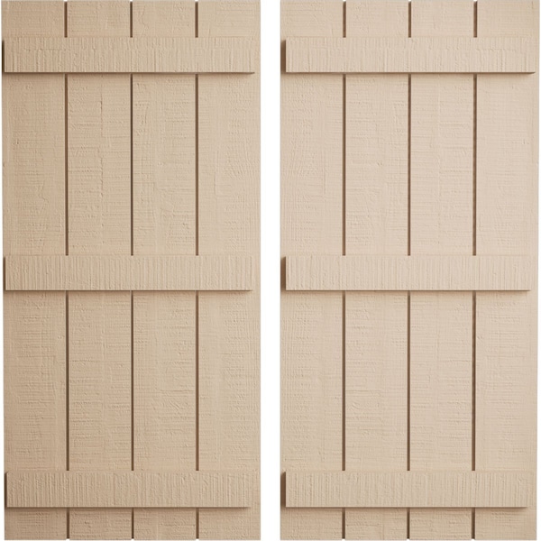 Ekena Millwork Rustic Four Board Joined Board-n-Batten Rough Cedar Faux Wood Shutters, 22W x 88H, PR - SHUBJS22X88RCPR
