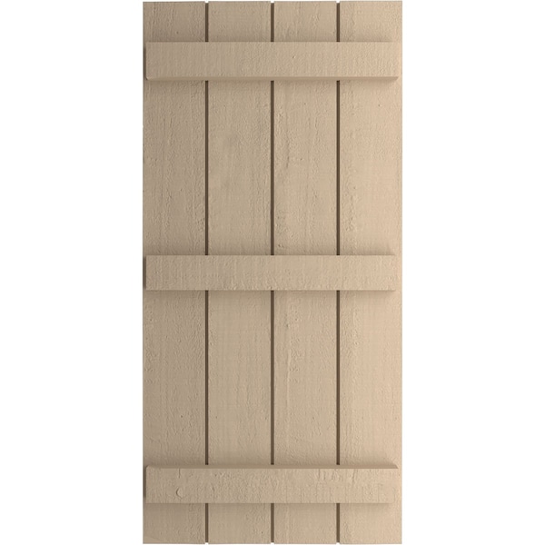 Ekena Millwork Rustic Four Board Joined Board-n-Batten Rough Cedar Faux Wood Shutters, 22W x 88H, PR - SHUBJS22X88RCPR