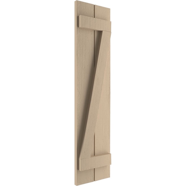 Ekena Millwork Rustic Two Board Joined Board-n-Batten Rough Cedar Faux Wood Shutters w/Z-Board, 11W x 28H, PR - SHUBJZ11X28RCPR