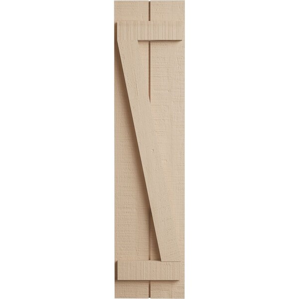 Ekena Millwork Rustic Two Board Joined Board-n-Batten Rough Cedar Faux Wood Shutters w/Z-Board, 11W x 28H, PR - SHUBJZ11X28RCPR