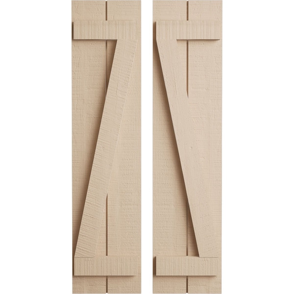Ekena Millwork Rustic Two Board Joined Board-n-Batten Rough Cedar Faux Wood Shutters w/Z-Board, 11W x 28H, PR - SHUBJZ11X28RCPR