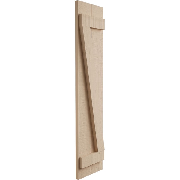 Ekena Millwork Rustic Two Board Joined Board-n-Batten Rough Cedar Faux Wood Shutters w/Z-Board, 11W x 28H, PR - SHUBJZ11X28RCPR