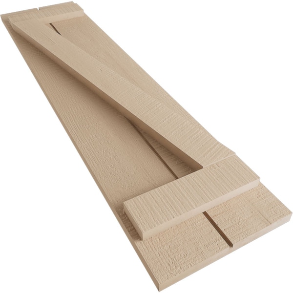 Ekena Millwork Rustic Two Board Joined Board-n-Batten Rough Cedar Faux Wood Shutters w/Z-Board, 11W x 28H, PR - SHUBJZ11X28RCPR