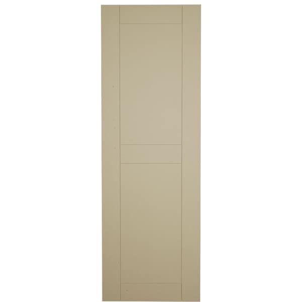 Ekena Millwork Rustic Two Equal Panel Flat Panel Sandblasted Faux Wood Shutters (Per Pair), Primed Tan, 12"W x 40"H - SHUFP12X40SDPR