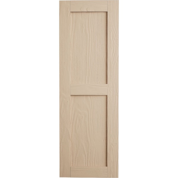 Ekena Millwork Rustic Two Equal Panel Flat Panel Sandblasted Faux Wood Shutters (Per Pair), Primed Tan, 12"W x 40"H - SHUFP12X40SDPR