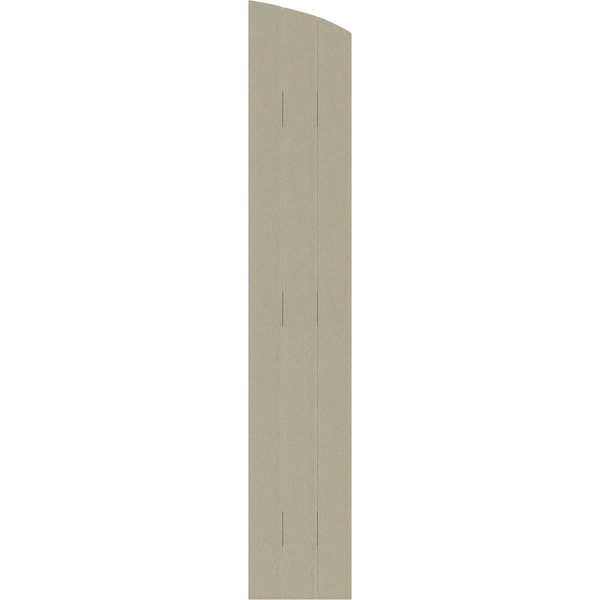 Ekena Millwork Rustic 3 Board Joined Board-n-Batten Faux Wood Shutters w/Elliptical Arch Top, 16 1/8W x 73H, PR - FBJ06E16X073RUF