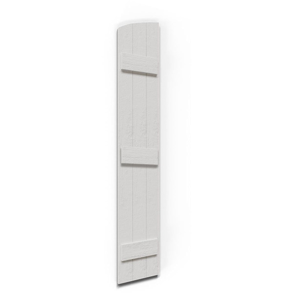 Ekena Millwork Rustic 3 Board Joined Board-n-Batten Faux Wood Shutters w/Elliptical Arch Top, 16 1/8W x 73H, PR - FBJ06E16X073RUF