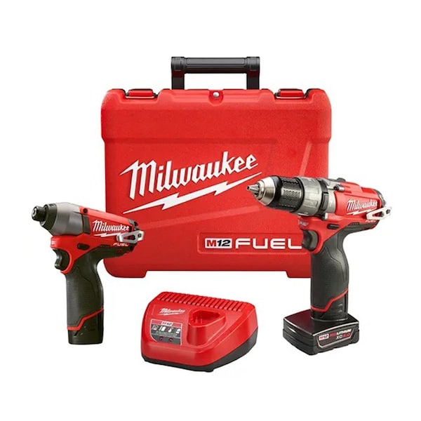 Milwaukee Tool M12 Fuel 12V Cordless Combo 1/2 in. Hammer Drill/Impact W/2 Batteries - ML2597-22