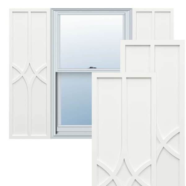 Ekena Millwork True Fit PVC Cedar Park Fixed Mount Shutters, Unfinished, 12W x 25H, PR - TFP001CP12X025UN