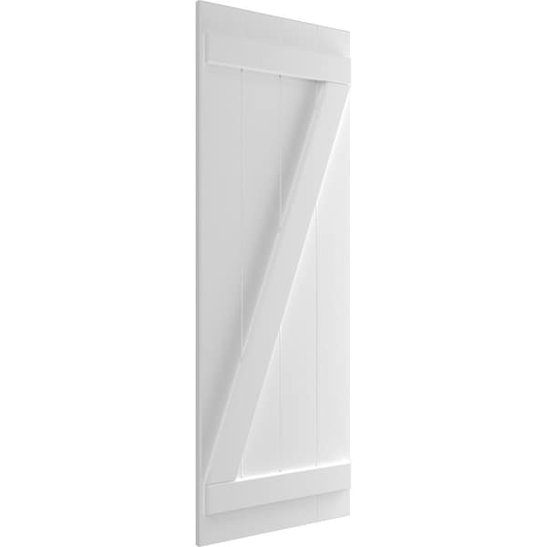 Ekena Millwork True Fit PVC Four Board Joined Board-n-Batten Shutters w/Z-Bar, White , 21 1/2W x 62H, PR - TFP102BBF21X062WH