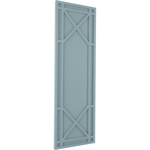 Ekena Millwork True Fit PVC Bungalow Fixed Mount Shutters, Peaceful Blue, 18W x 52H, PR - TFP001BG18X052SB