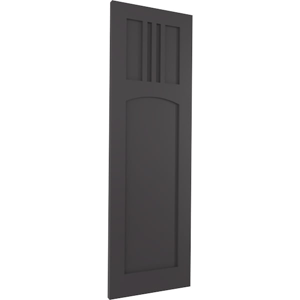 Ekena Millwork True Fit PVC San Miguel Mission Style Fixed Mount Shutters, Shadow Mountain, 12W x 54H, PR - TFP001SM12X054SM