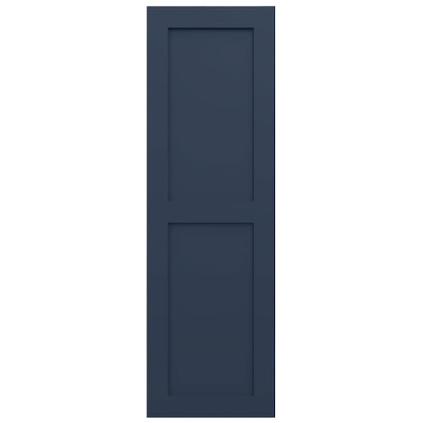 Ekena Millwork True Fit PVC Two Equal Flat Panel Shutters, Starless Night Blue, 12W x 42H, PR - TFP101FPF12X042OB