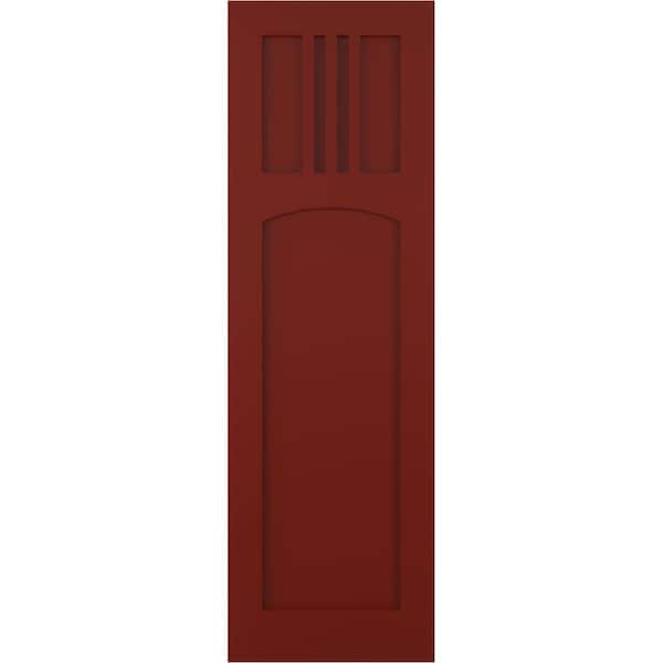 Ekena Millwork True Fit PVC San Miguel Mission Style Fixed Mount Shutters, Pepper Red, 12W x 58H, PR - TFP001SM12X058MR