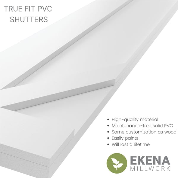 Ekena Millwork True Fit PVC San Carlos Mission Style Fixed Mount Shutters, Seaglass, 12W x 33H, PR - TFP001SC12X033SG