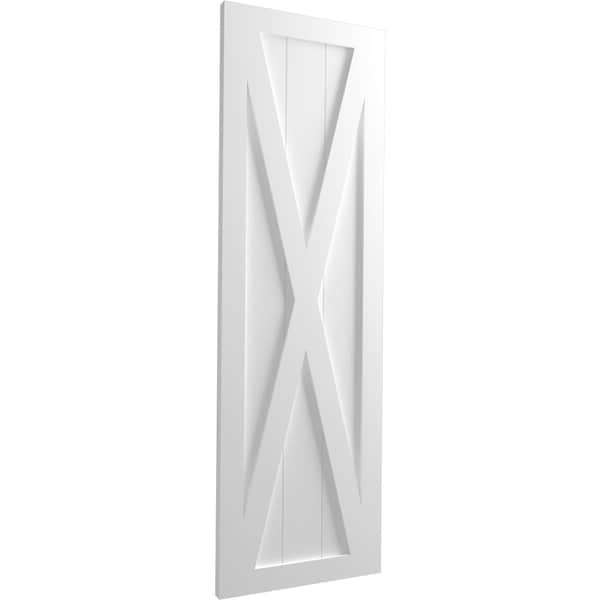 Ekena Millwork True Fit PVC Single X-Board Farmhouse Fixed Mount Shutters, Unfinished, 15W x 67H, PR - TFP001FH15X067UN