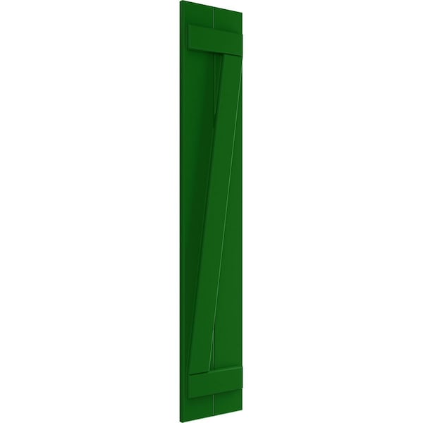 Ekena Millwork True Fit PVC Two Board Joined Board-n-Batten Shutters w/Z-Bar, Viridian Green , 10 3/4W x 52H, PR - TFP102BBF11X052HG