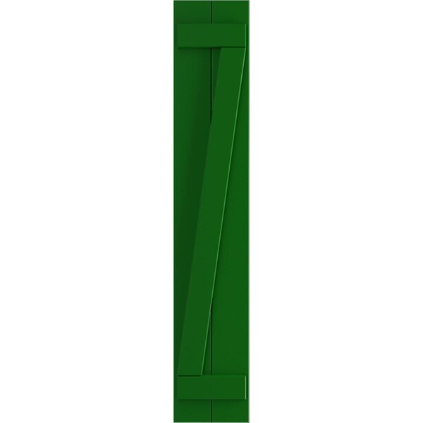 Ekena Millwork True Fit PVC Two Board Joined Board-n-Batten Shutters w/Z-Bar, Viridian Green , 10 3/4W x 52H, PR - TFP102BBF11X052HG