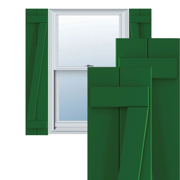 Ekena Millwork True Fit PVC Two Board Joined Board-n-Batten Shutters w/Z-Bar, Viridian Green , 10 3/4W x 52H, PR - TFP102BBF11X052HG