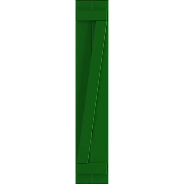 Ekena Millwork True Fit PVC Two Board Joined Board-n-Batten Shutters w/Z-Bar, Viridian Green , 10 3/4W x 52H, PR - TFP102BBF11X052HG