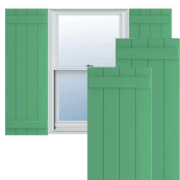 Ekena Millwork True Fit PVC, Four Board Joined Board-n-Batten Shutters, Lilly Pads, 21 1/2W x 71H, PR - TFP101BBF21X071LP