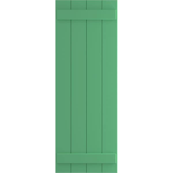 Ekena Millwork True Fit PVC, Four Board Joined Board-n-Batten Shutters, Lilly Pads, 21 1/2W x 71H, PR - TFP101BBF21X071LP