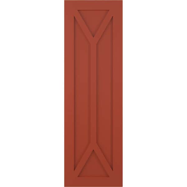 Ekena Millwork True Fit PVC San Carlos Mission Style Fixed Mount Shutters, Colorful Leaves, 18W x 39H, PR - TFP001SC18X039CL