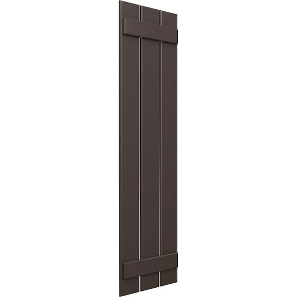Ekena Millwork True Fit PVC Three Board Spaced Board-n-Batten Shutters, Raisin Brown, 17 1/8W x 32H, PR - TFP101SBF17X032TB
